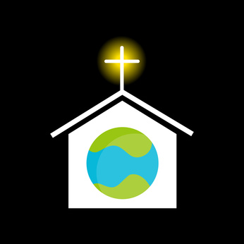 Illustration of Church above the globe