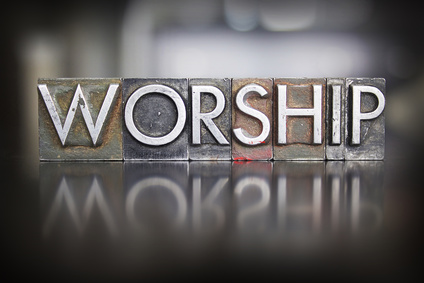 Photo of printers blocks spelling the word 'Worship'